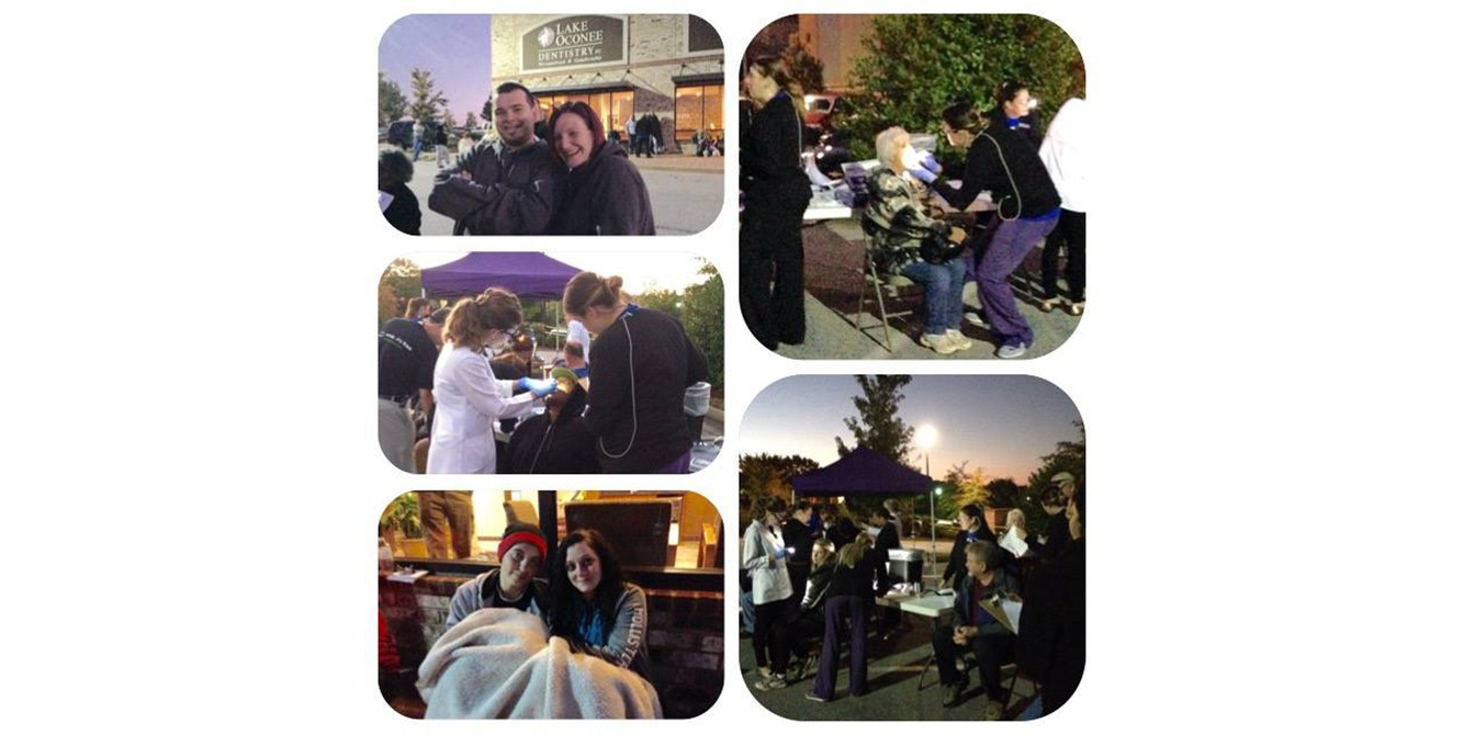 Collage of images of dental team members having fun at community event