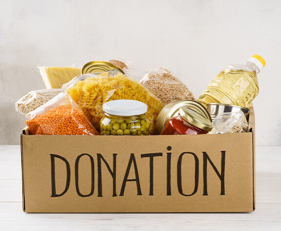 Donation box filled with food