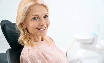 Woman smiling in dental chair