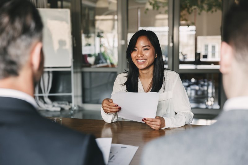 girl smiling during job interview